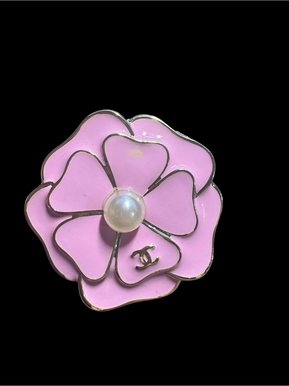 Pink Camellia Flower Pearl Brooch Pin